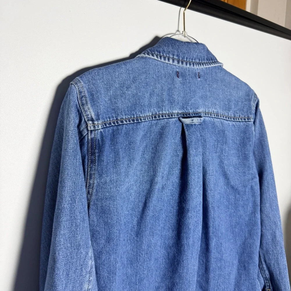 Dear John Lakeside Cropped Denim Jacket Raw Hem Utility Blue Medium